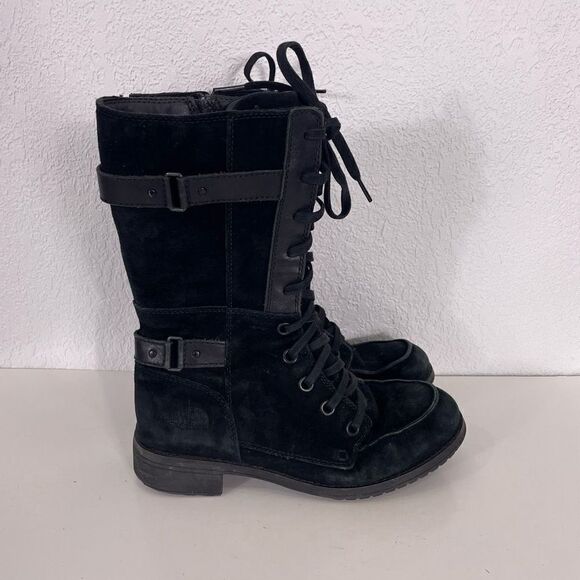 The North Face Black Leather & Suede Lace Up Combat Boots - Picture 1 of 8